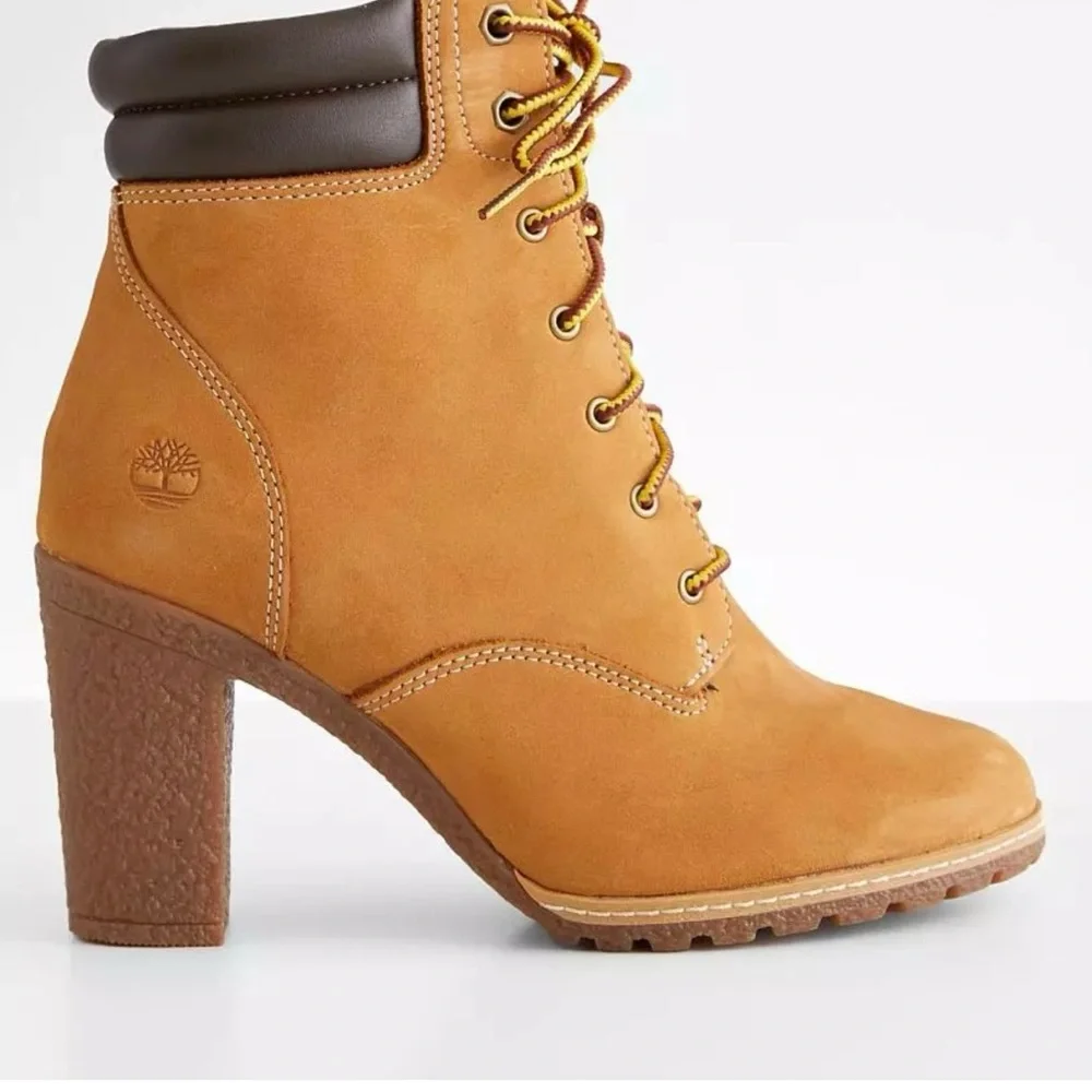 TIMBERLAKE Tillston Leather Heeled Lace-Up Boots Color Wheat Nubuck Size 8 - Picture 1 of 16